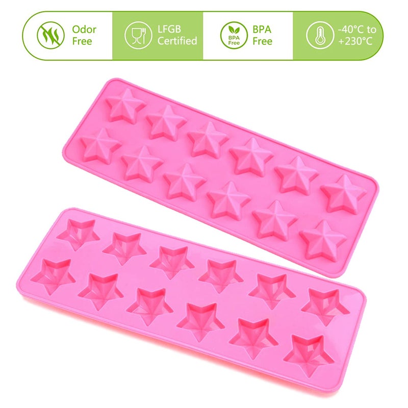 Murong Star Chocolate Mold,Reusable Five Pointed Star Silicone Mold for Making Chocolates,Ice Cubes,Jellies and Candies(Pink) - Image 2